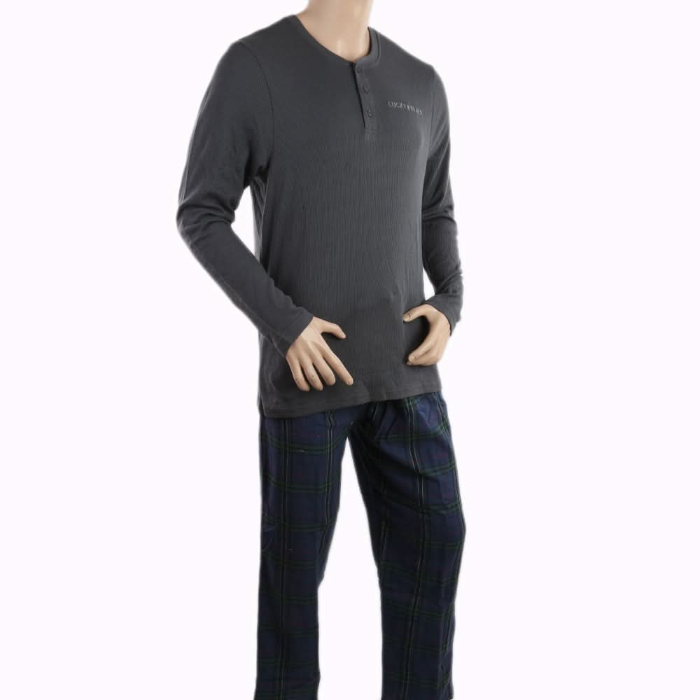 Men's Thermal Sleepwear 2 Pcs Set - Dark Grey Navy Blue, Men, Nightwear, Chase Value, Chase Value