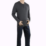 Men's Thermal Sleepwear 2 Pcs Set - Dark Grey Navy Blue, Men, Nightwear, Chase Value, Chase Value