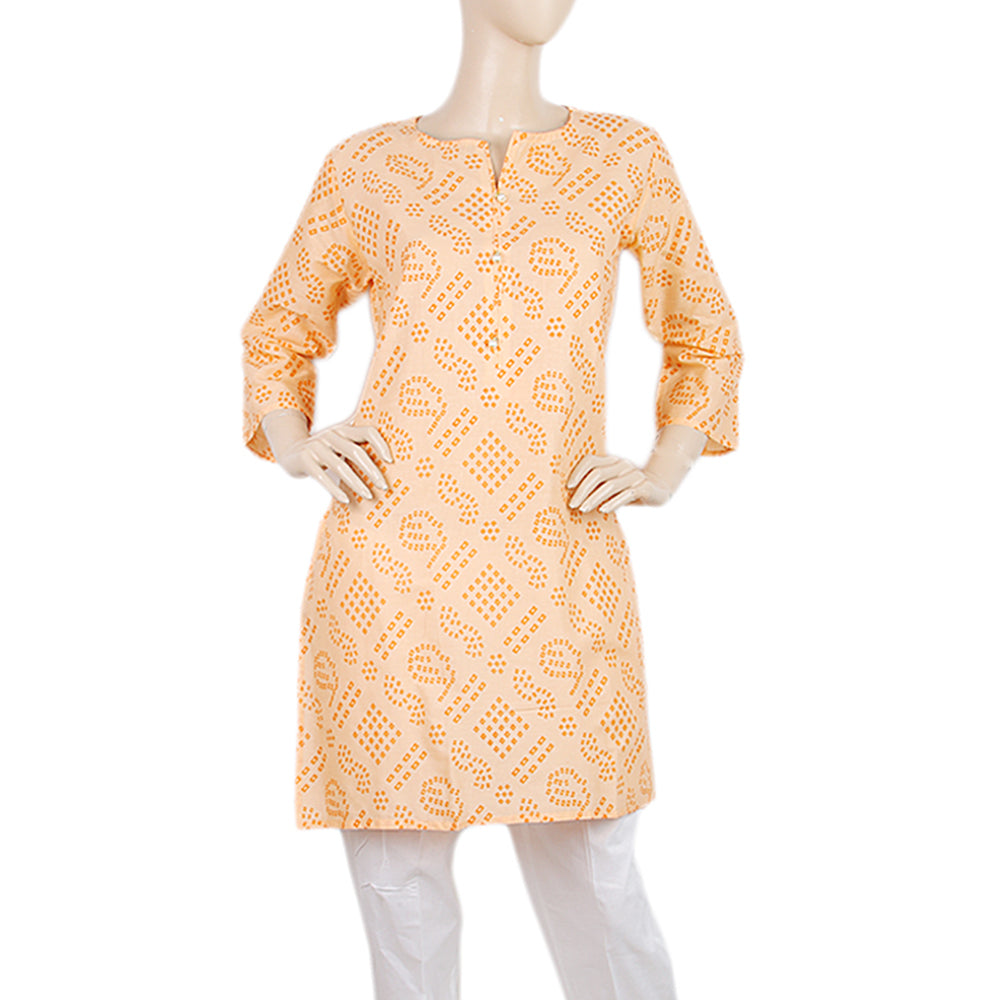 Women's Printed Kurti - Orange - C, Women, Ready Kurtis, Chase Value, Chase Value