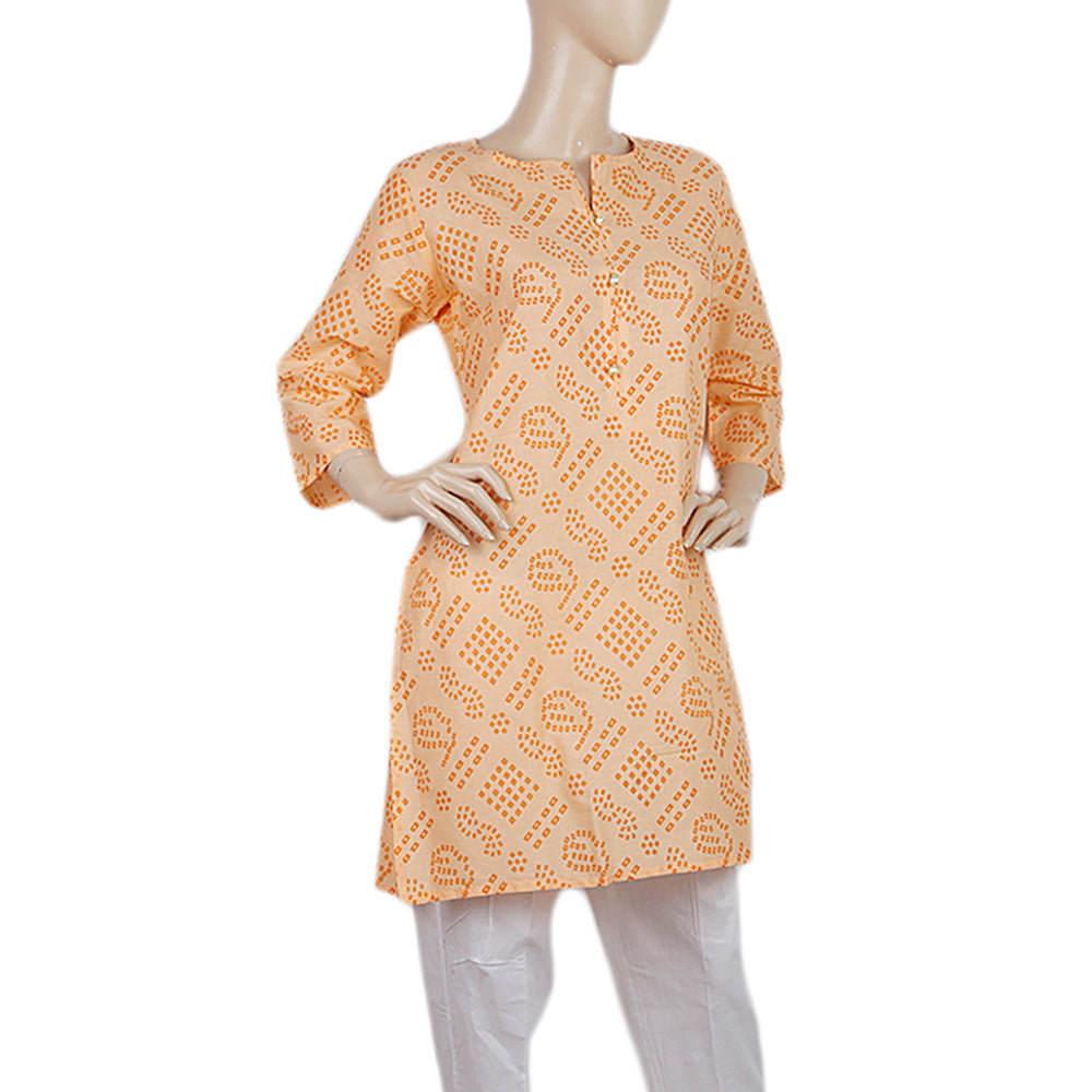 Women's Printed Kurti - Orange - C, Women, Ready Kurtis, Chase Value, Chase Value
