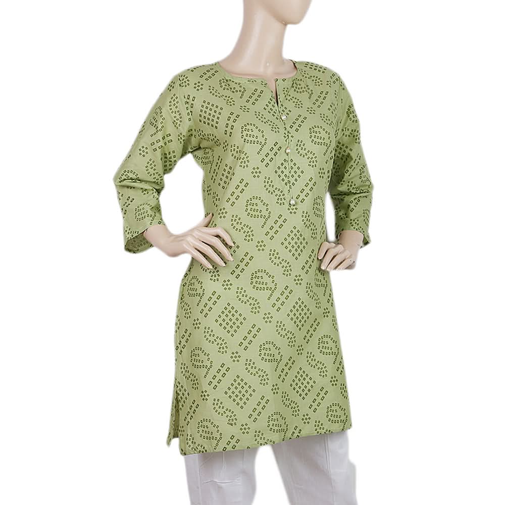 Women's Printed Kurti - Green - C, Women, Ready Kurtis, Chase Value, Chase Value