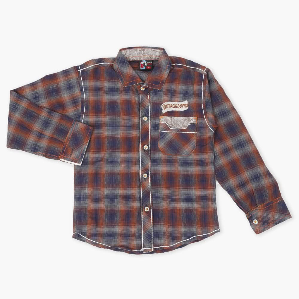 Boys Full Sleeves 2Pcs Shirt - Brown, Boys Shirts, Chase Value, Chase Value