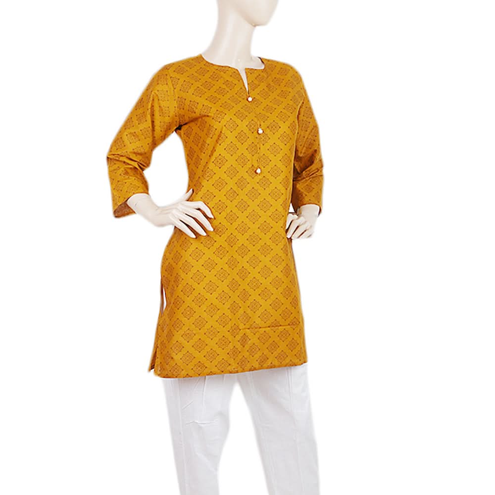 Women's Printed Kurti - Mustard - A, Women, Ready Kurtis, Chase Value, Chase Value
