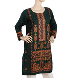 Women's Embroidered Kurti - Dark Green, Women, Ready Kurtis, Chase Value, Chase Value