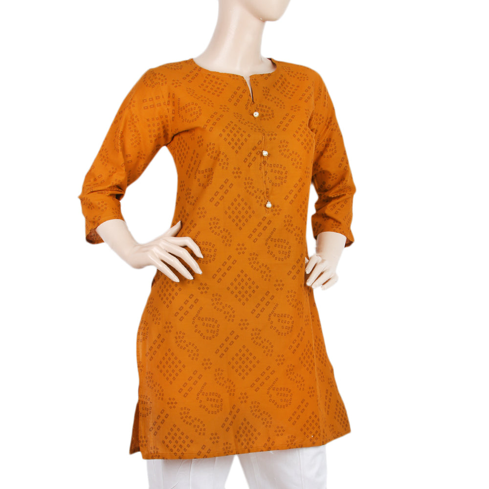Women's Printed Kurti - Mustard - C, Women, Ready Kurtis, Chase Value, Chase Value