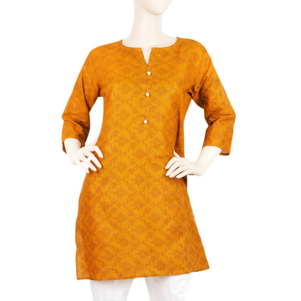 Women's Printed Kurti - Mustard - B, Women, Ready Kurtis, Chase Value, Chase Value