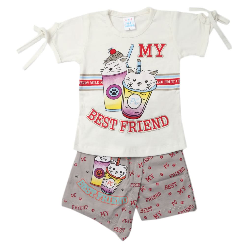 Newborn Girls Half Sleeves Suit - Grey, Kids, Newborn Girls Sets And Suits, Chase Value, Chase Value