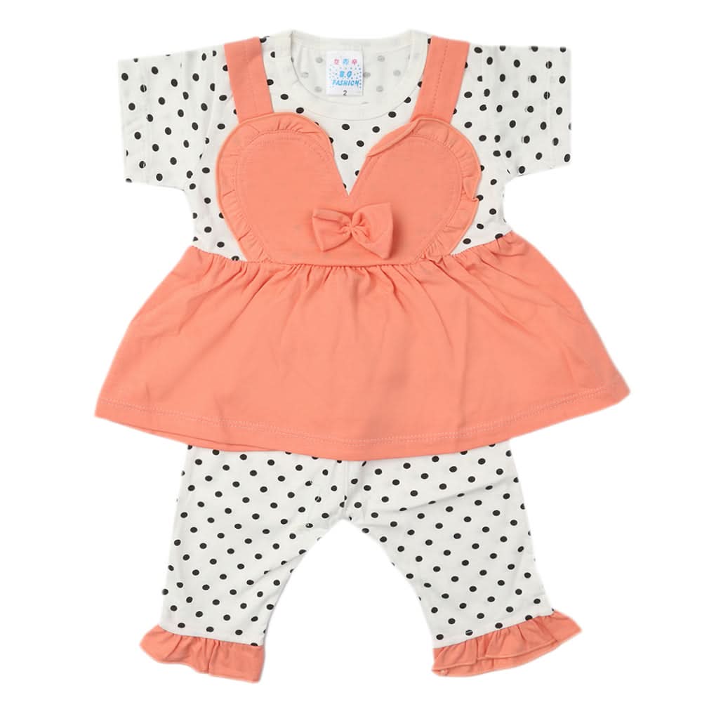 Newborn Girls Half Sleeves Suit - Peach, Kids, Newborn Girls Sets And Suits, Chase Value, Chase Value