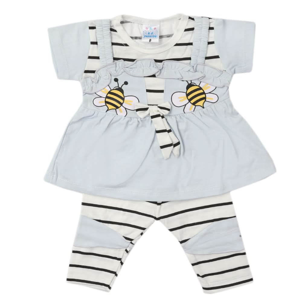 Newborn Girls Half Sleeves Suit - Light Blue, Kids, Newborn Girls Sets And Suits, Chase Value, Chase Value