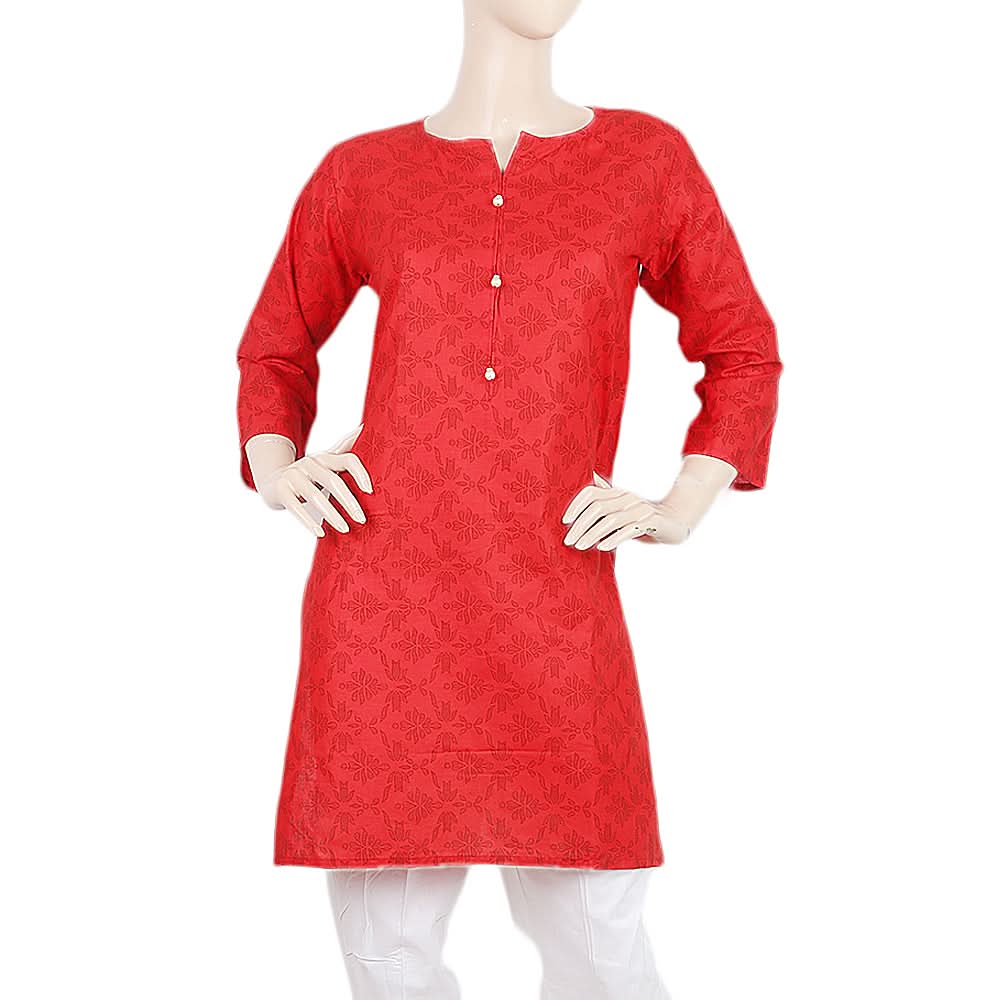 Women's Printed Kurti - Red - B, Women, Ready Kurtis, Chase Value, Chase Value