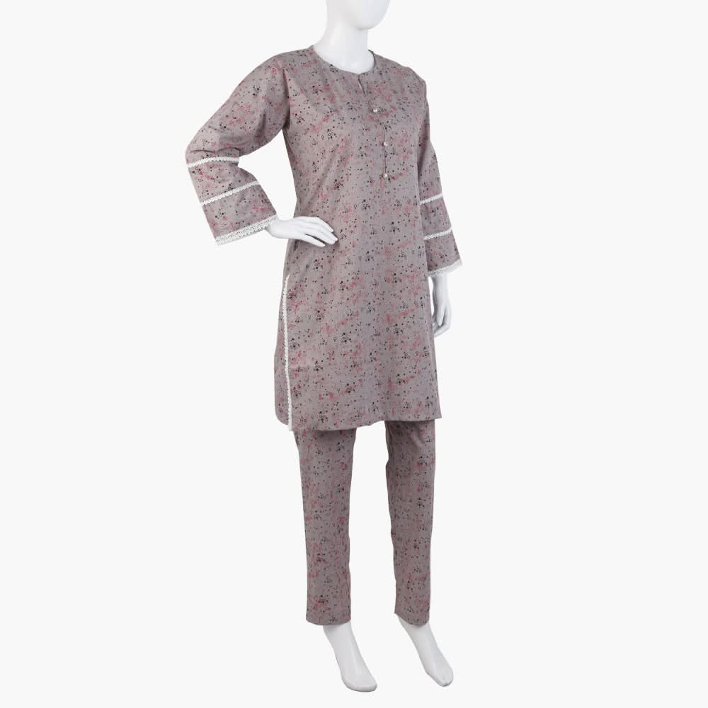 Women's Printed 2Pcs Suit - Grey, Women Shalwar Suits, Chase Value, Chase Value