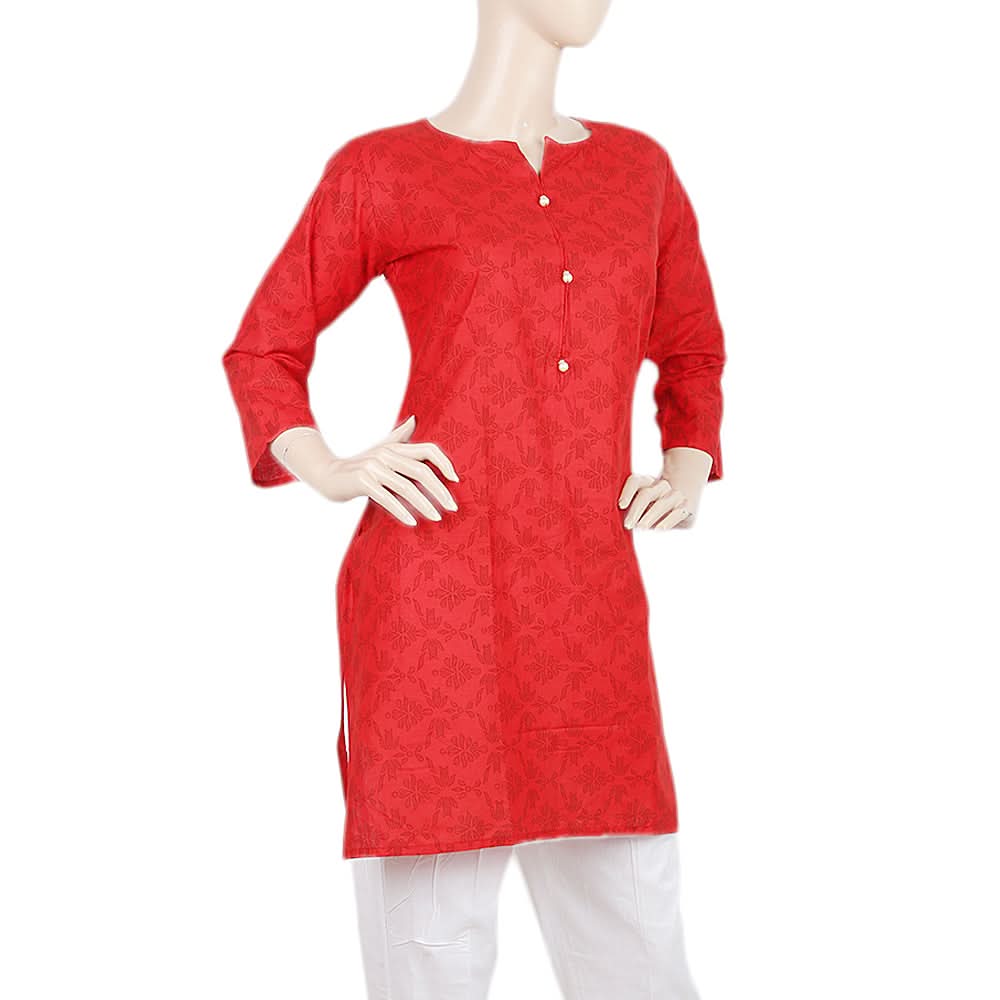 Women's Printed Kurti - Red - B, Women, Ready Kurtis, Chase Value, Chase Value