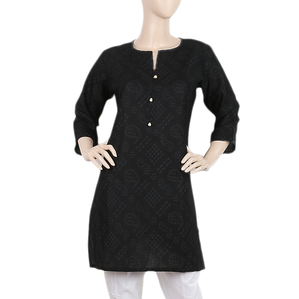 Women's Printed Kurti - Black - C, Women, Ready Kurtis, Chase Value, Chase Value