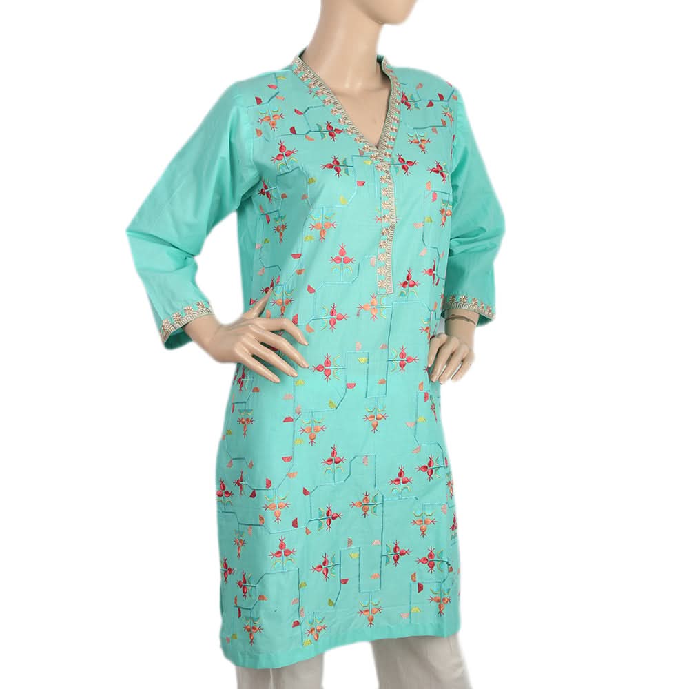 Women's Embroidered Kurti - Sea Green, Women, Ready Kurtis, Chase Value, Chase Value
