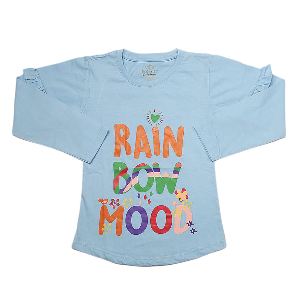 Girls Full Sleeves Jersey T-Shirt - Blue, Kids, Girls T-Shirts, Chase Value, Chase Value