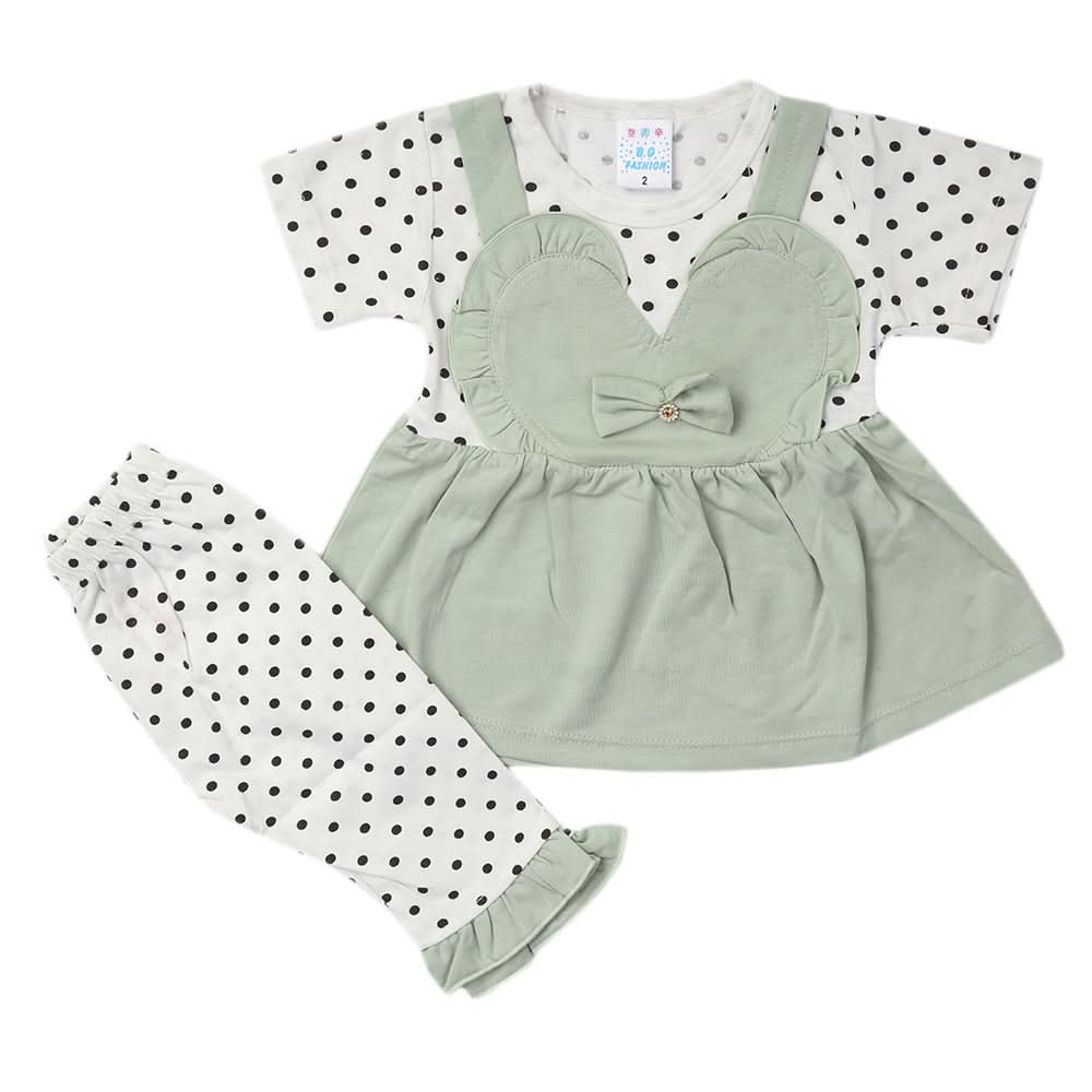 Newborn Girls Half Sleeves Suit - Sea Green, Kids, Newborn Girls Sets And Suits, Chase Value, Chase Value