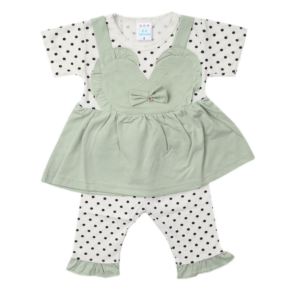 Newborn Girls Half Sleeves Suit - Sea Green, Kids, Newborn Girls Sets And Suits, Chase Value, Chase Value