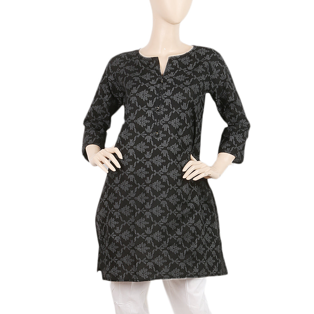 Women's Printed Kurti - Black - B, Women, Ready Kurtis, Chase Value, Chase Value