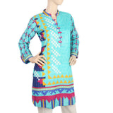 Women's Digital Printed Kurti - Cyan, Women, Ready Kurtis, Chase Value, Chase Value