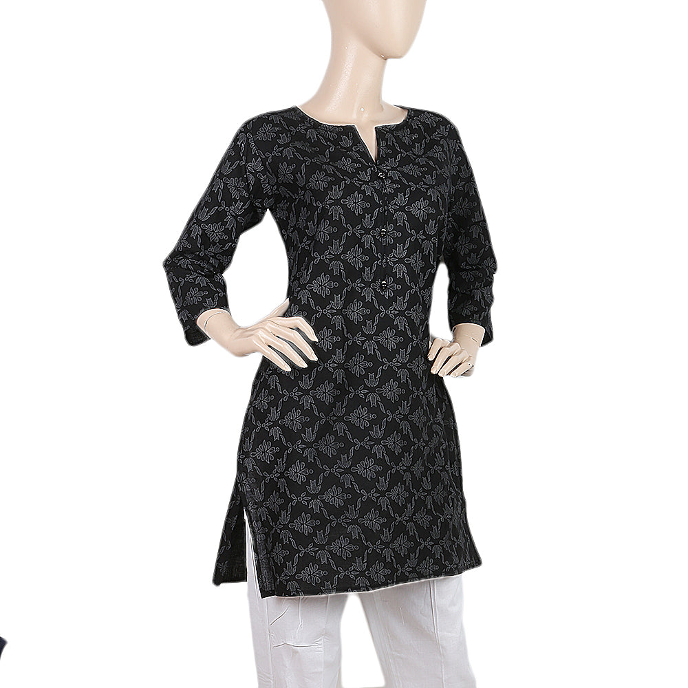 Women's Printed Kurti - Black - B, Women, Ready Kurtis, Chase Value, Chase Value