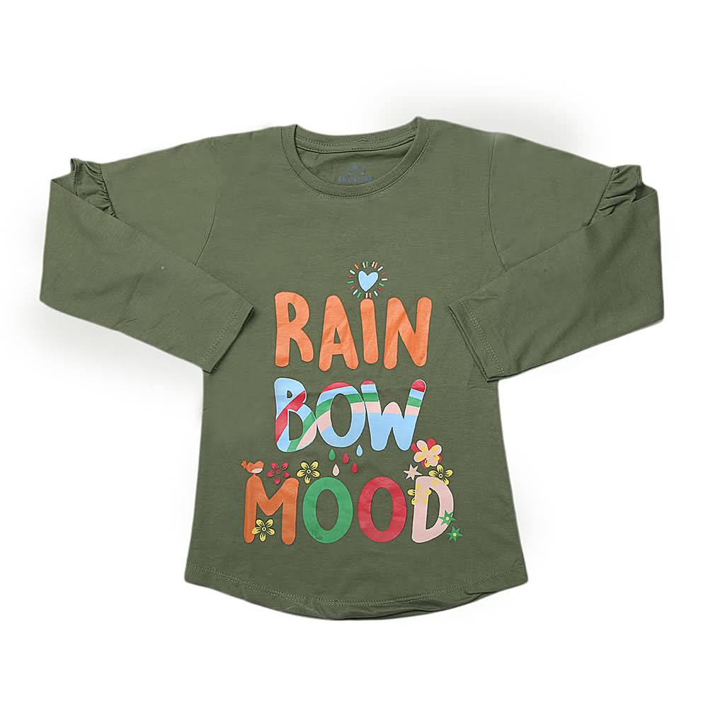 Girls Full Sleeves Jersey T-Shirt - Green, Kids, Girls T-Shirts, Chase Value, Chase Value