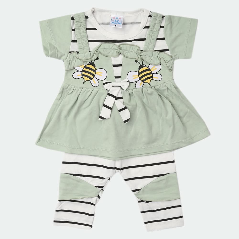 Newborn Girls Half Sleeves Suit - Sea Green, Kids, Newborn Girls Sets And Suits, Chase Value, Chase Value