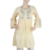 Women's Embroidered Kurti With Front Lace - Yellow, Women, Ready Kurtis, Chase Value, Chase Value