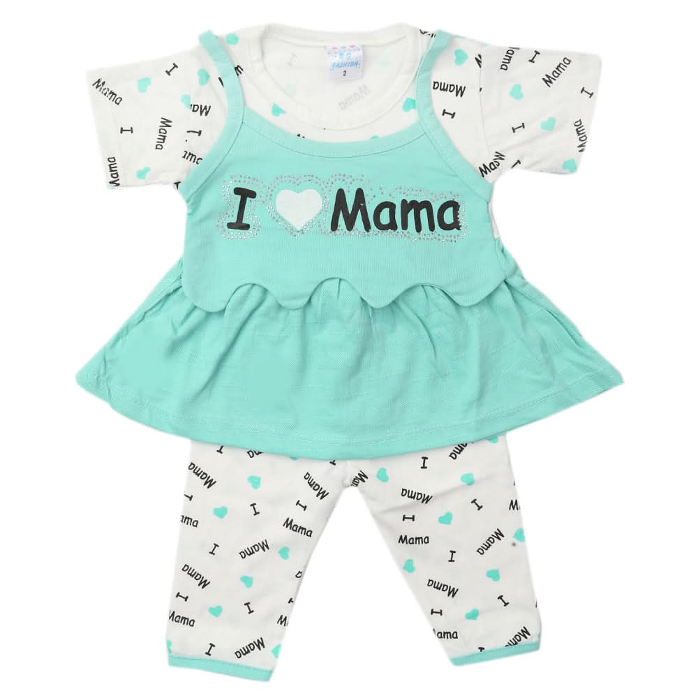 Newborn Girls Half Sleeves Suit - Cyan, Kids, Newborn Girls Sets And Suits, Chase Value, Chase Value