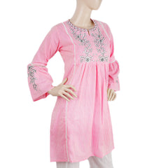 Women's Embroidered Kurti With Front Lace - Pink, Women, Ready Kurtis, Chase Value, Chase Value