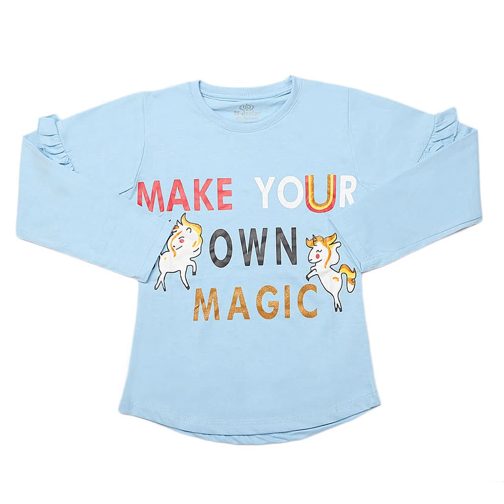 Girls Full Sleeves Jersey T-Shirt - Blue, Kids, Girls T-Shirts, Chase Value, Chase Value
