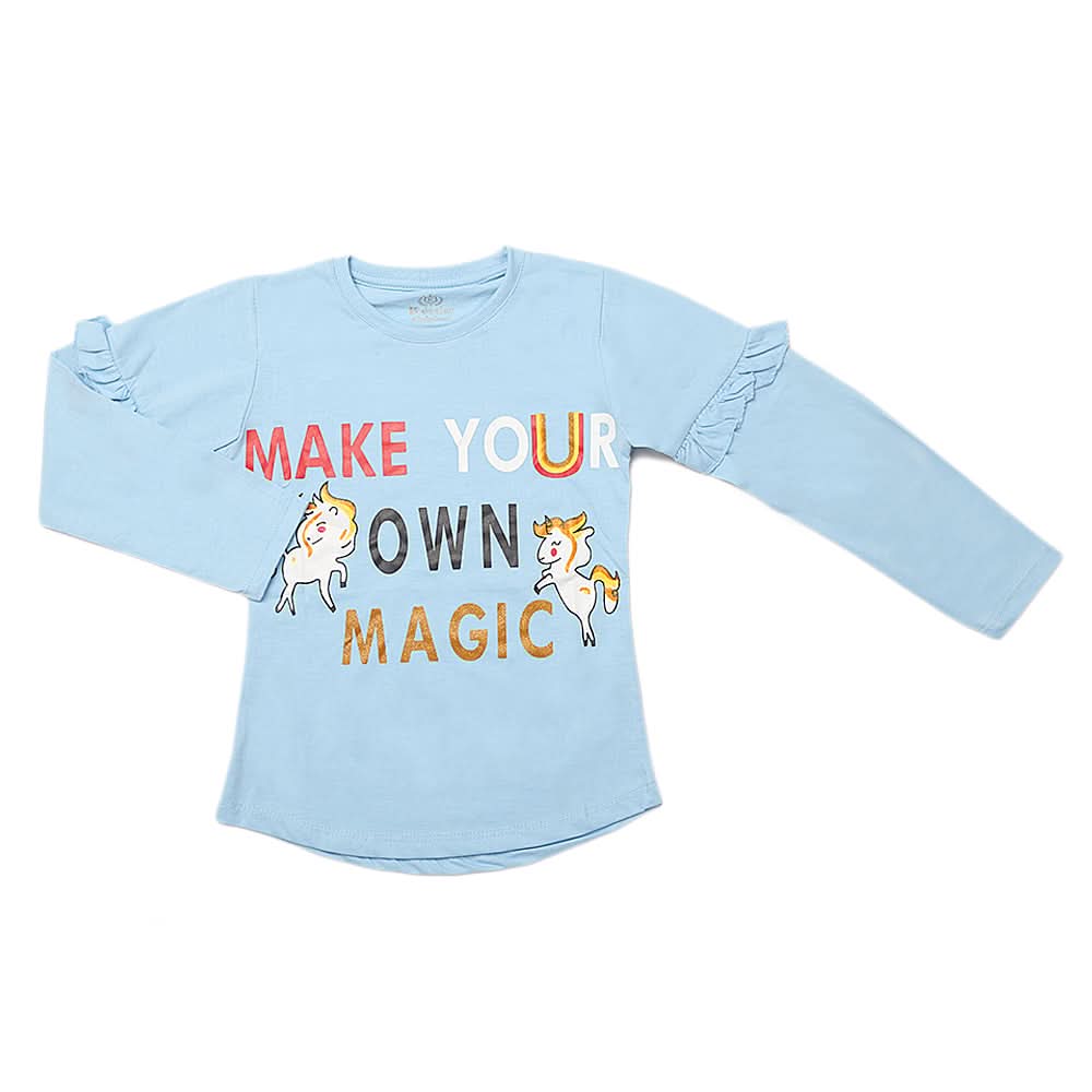 Girls Full Sleeves Jersey T-Shirt - Blue, Kids, Girls T-Shirts, Chase Value, Chase Value