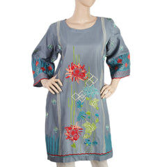 Women's Embroidered Kurti 15 - Steel Blue, Women, Ready Kurtis, Chase Value, Chase Value