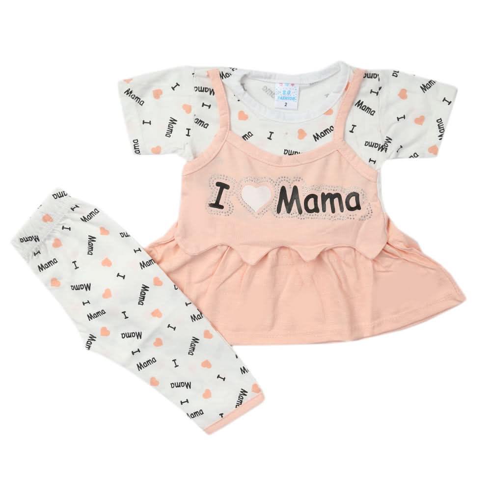 Newborn Girls Half Sleeves Suit - Peach, Kids, Newborn Girls Sets And Suits, Chase Value, Chase Value