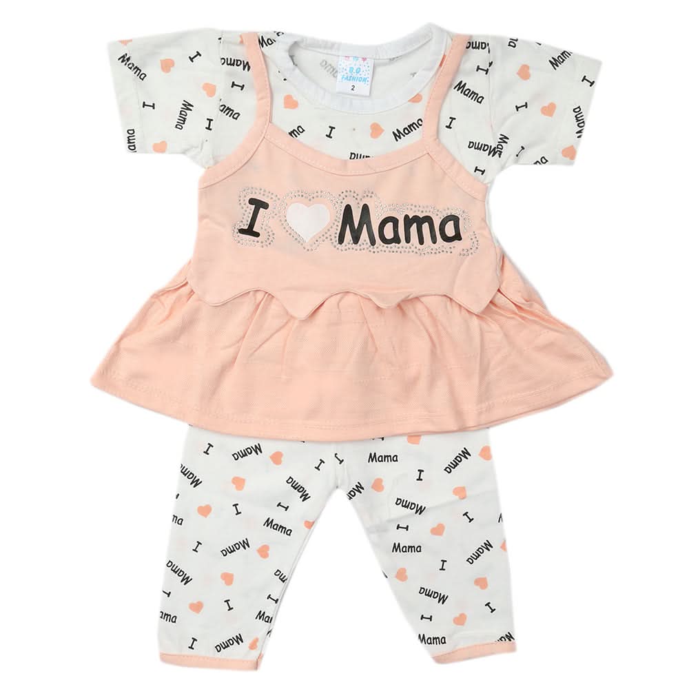 Newborn Girls Half Sleeves Suit - Peach, Kids, Newborn Girls Sets And Suits, Chase Value, Chase Value