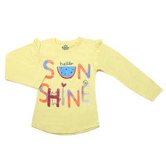 Girls Full Sleeves Jersey T-Shirt - Yellow, Kids, Girls T-Shirts, Chase Value, Chase Value