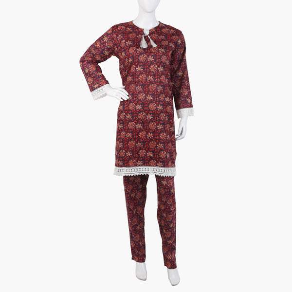 Women's Printed 2Pcs Suit - Maroon, Women Shalwar Suits, Chase Value, Chase Value