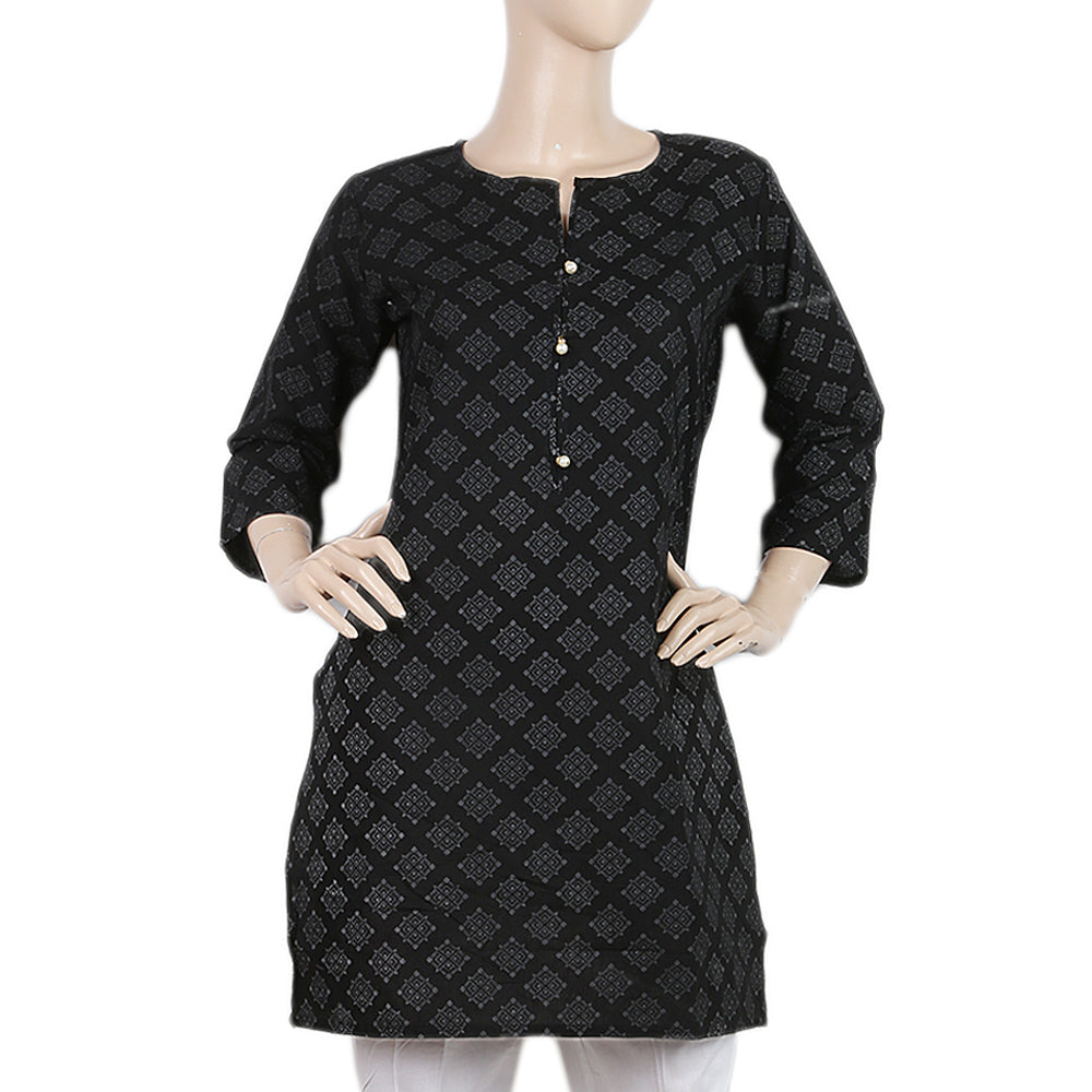 Women's Printed Kurti - Black - A, Women, Ready Kurtis, Chase Value, Chase Value
