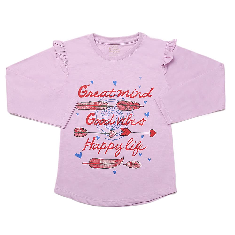Girls Full Sleeves Jersey T-Shirt - Purple, Kids, Girls T-Shirts, Chase Value, Chase Value
