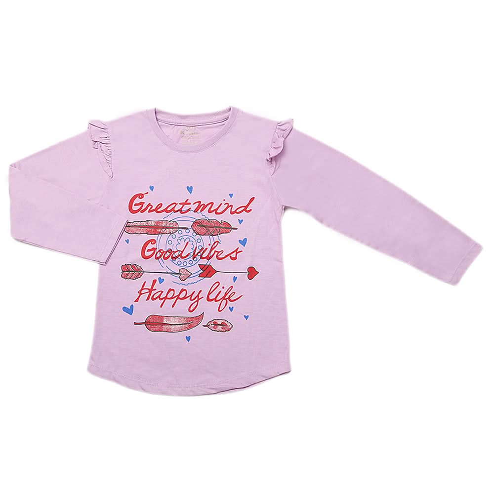 Girls Full Sleeves Jersey T-Shirt - Purple, Kids, Girls T-Shirts, Chase Value, Chase Value
