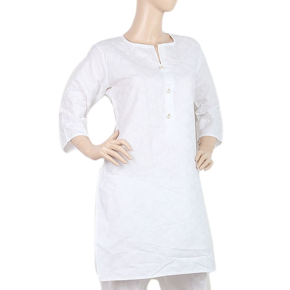 Women's Printed Kurti - White - B, Women, Ready Kurtis, Chase Value, Chase Value