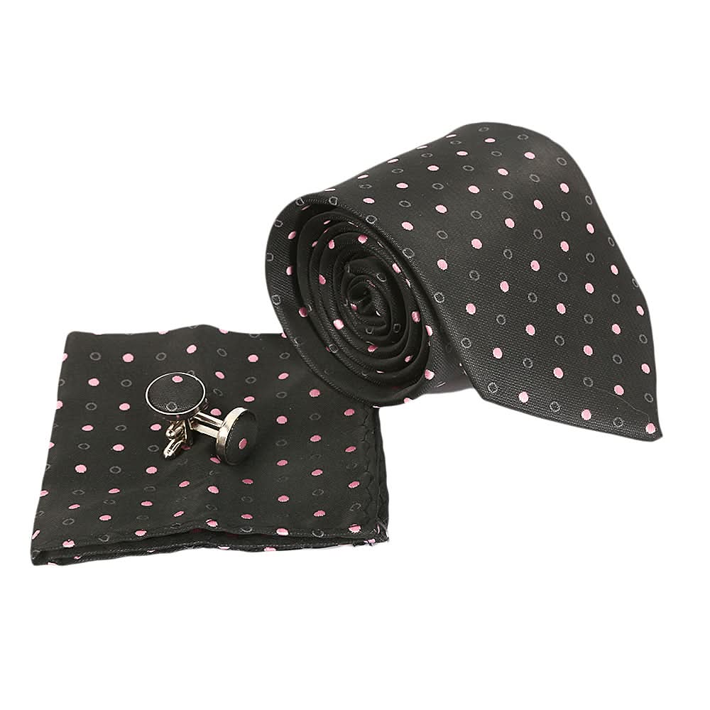 Men's Tie and Cufflink Gift Set - Black & Pink, Men, Mens Tie, Chase Value, Chase Value