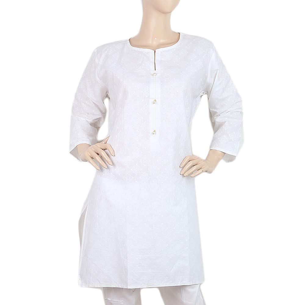 Women's Printed Kurti  - White - A, Women, Ready Kurtis, Chase Value, Chase Value