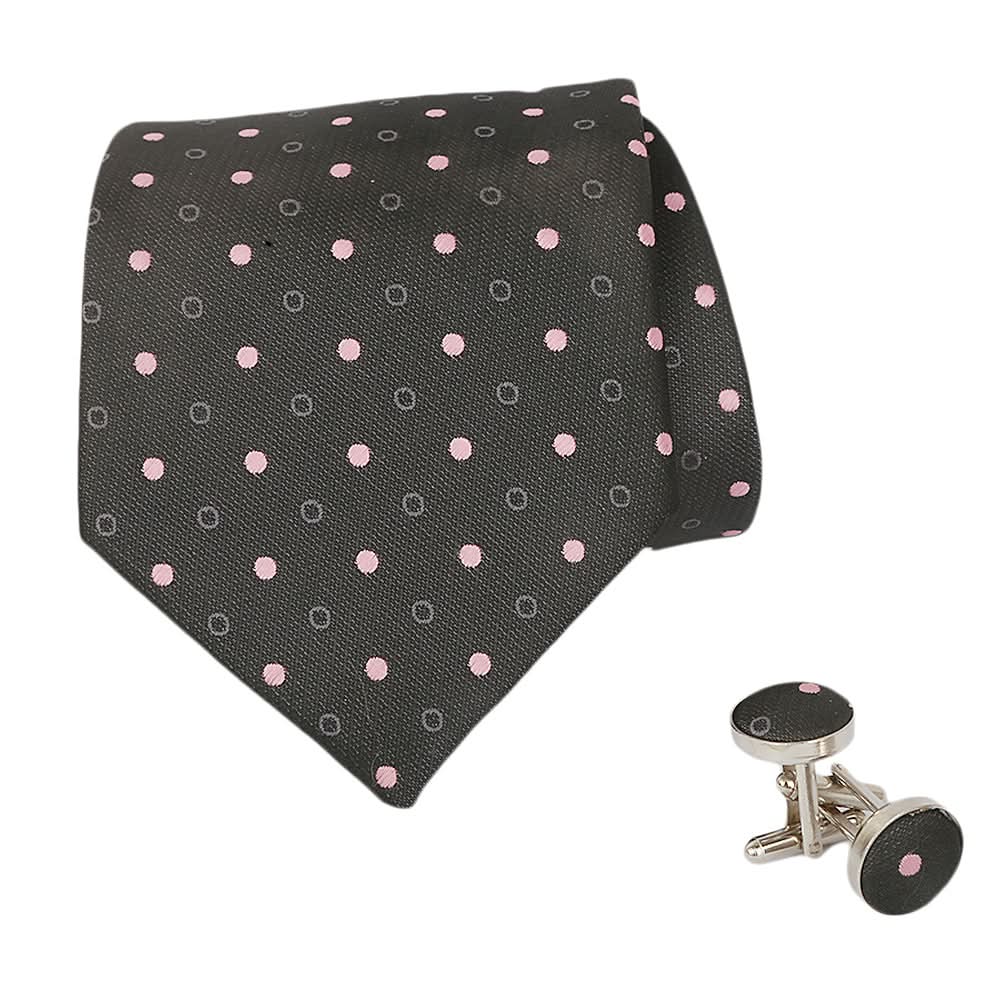 Men's Tie and Cufflink Gift Set - Black & Pink, Men, Mens Tie, Chase Value, Chase Value