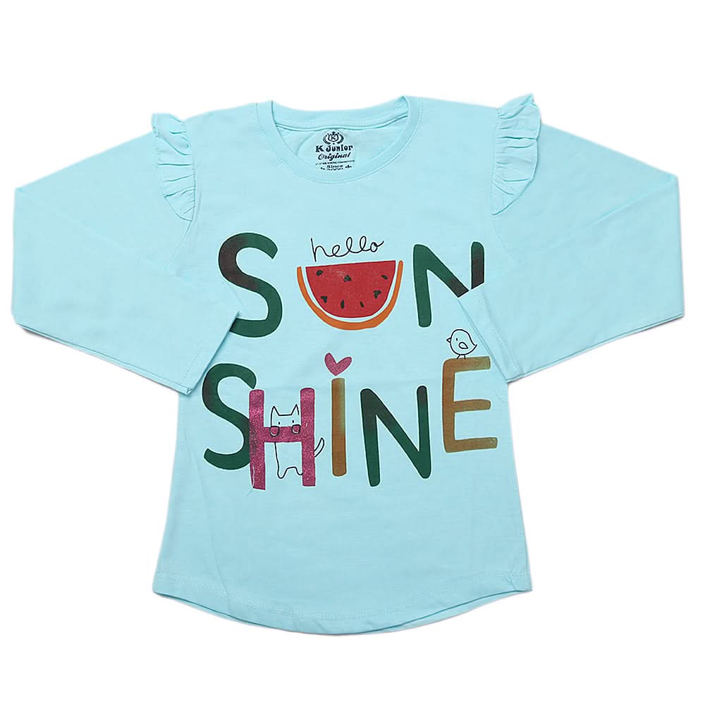 Girls Full Sleeves Jersey T-Shirt - Light Blue, Kids, Girls T-Shirts, Chase Value, Chase Value