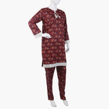 Women's Printed 2Pcs Suit - Maroon, Women Shalwar Suits, Chase Value, Chase Value