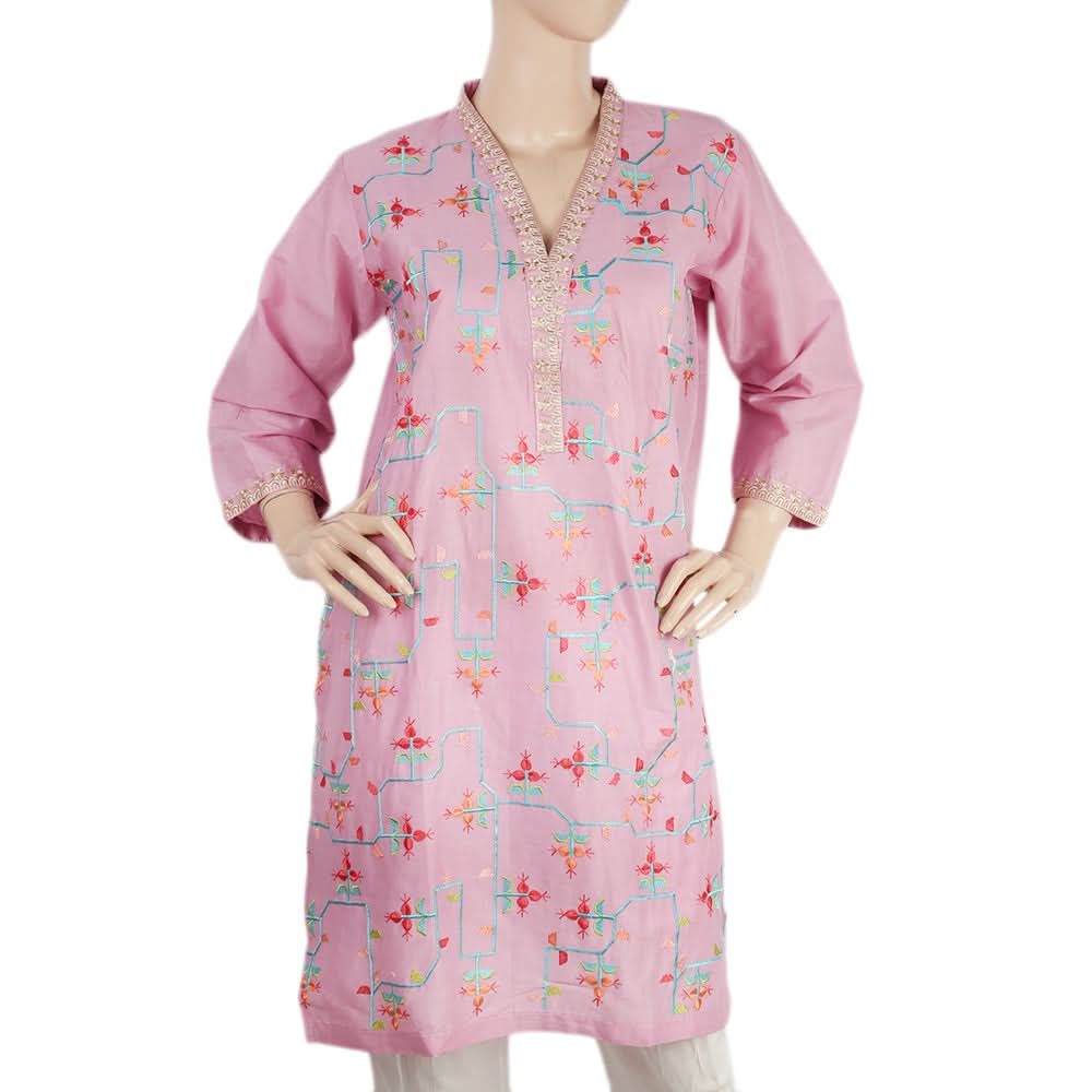 Women's Embroidered Kurti - Pink, Women, Ready Kurtis, Chase Value, Chase Value