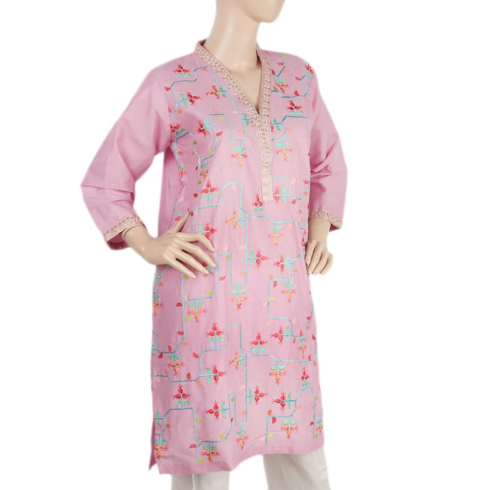 Women's Embroidered Kurti - Pink, Women, Ready Kurtis, Chase Value, Chase Value