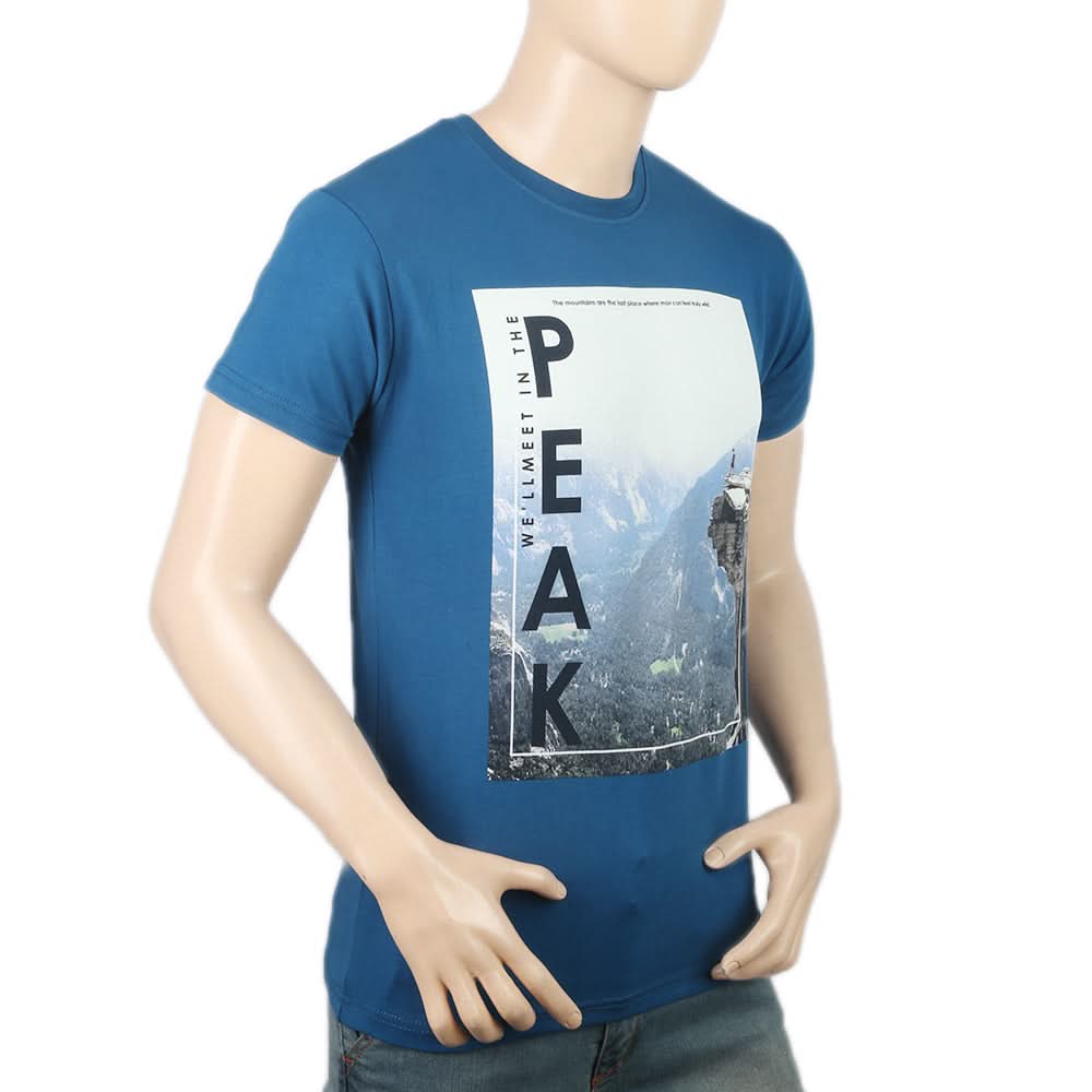Men's Half Sleeves T-Shirt - Steel Blue, Men, T-Shirts And Polos, Chase Value, Chase Value