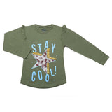 Girls Full Sleeves Jersey T-Shirt - Green, Kids, Girls T-Shirts, Chase Value, Chase Value