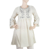 Women's Embroidered Kurti With Front Lace - Fawn, Women, Ready Kurtis, Chase Value, Chase Value